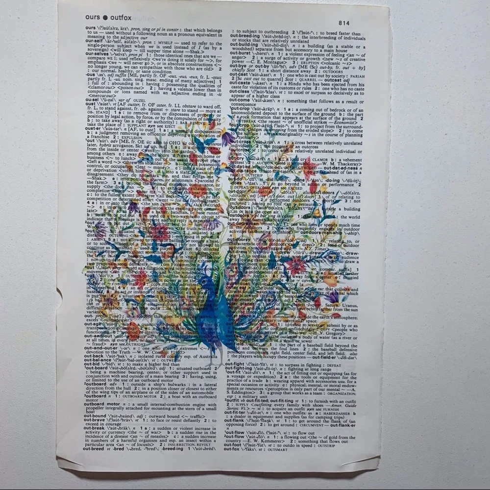 Dictionary Art Print Peacock Bird, Vintage Art Print
